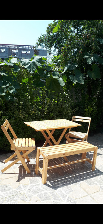 میز و صندلی کم جا تمام چوب