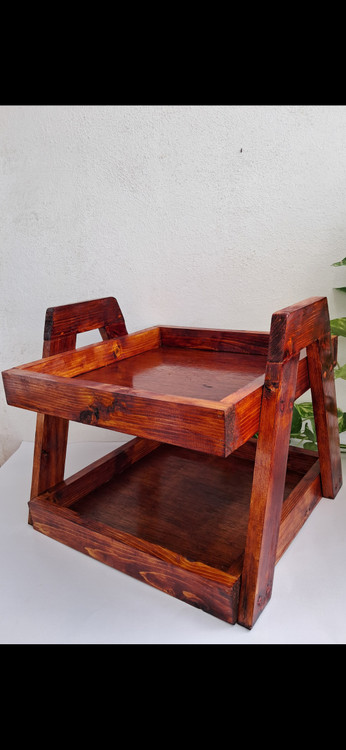 استند دوطبقه چوبی